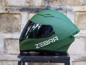 ZEBRA 801 MATTE ARMY GREEN (DUAL VISOR) WITH FREE CLEAR LENS