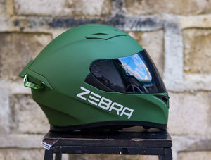 ZEBRA 801 MATTE ARMY GREEN (DUAL VISOR) WITH FREE CLEAR LENS