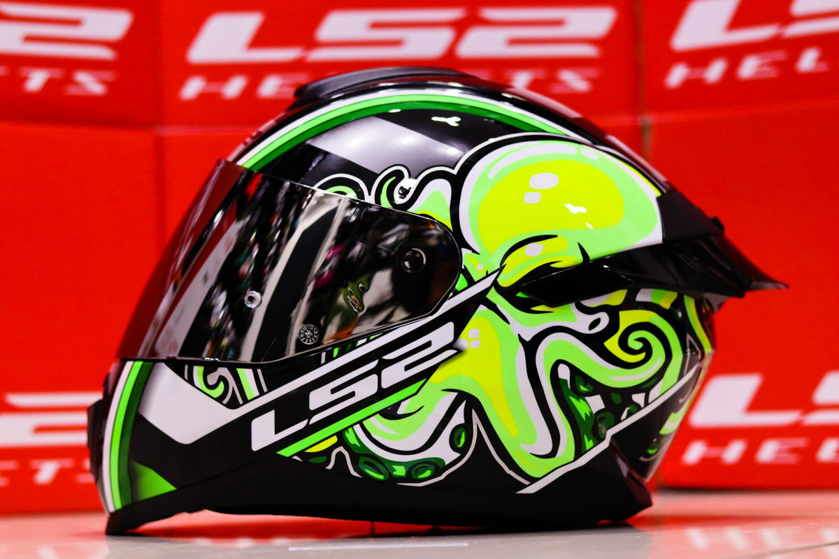 LS2 FF802 FLASH OCTOPUS BLACK GREEN WITH FREE CLEAR LENS (SINGLE VISOR – Kranos Gears
