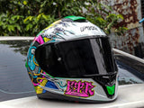 FTR XR 2 PRO MUSIC GLOSS GREEN WHITE DUAL VISOR!! WITH FREE CLEAR LENS AND SPOILER!!