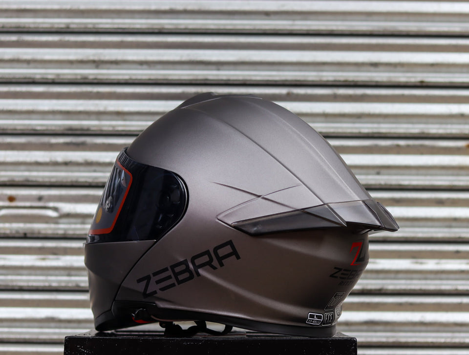ZEBRA A113 RITZY MATTE GRAY (DUAL VISOR) WITH FREE CLEAR LENS