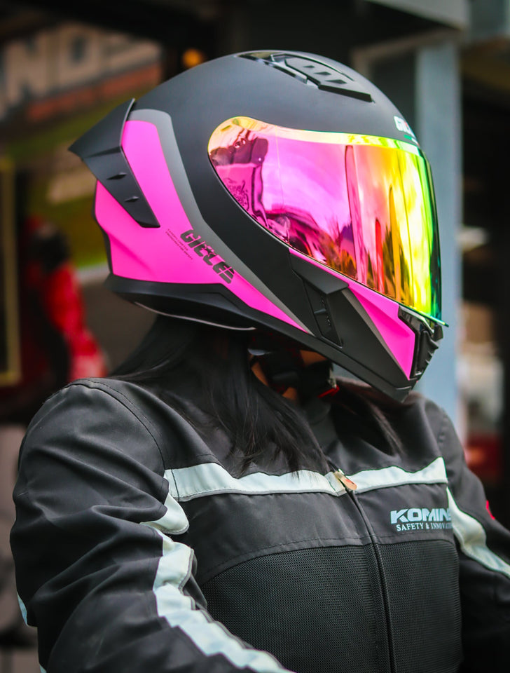 GILLE ADIRA ECLIPSE MATTE BLACK PINK WITH FREE CLEAR LENS (DUAL VISOR)