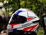 ZEBRA RITZY #1 EDGE WHITE RED MODULAR (DUAL VISOR) WITH FREE CLEAR LENS