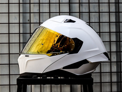 SEC 06251 REVIVE SOLID GLOSS WHITE BLACK MODULAR WITH FREE CLEAR LENS(DUAL VISOR)