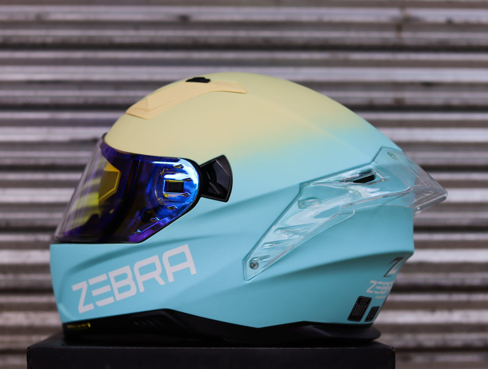 ZEBRA 2023 PARADIGM REVO VISOR TWO TONE MATTE BLUE CREAM WHITE FREE CLEAR LENS
