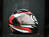 SEC 06656 REVIVE FURIA GLOSS WHITE/BLACK/RED MODULAR WITH FREE CLEAR LENS(DUAL VISOR)