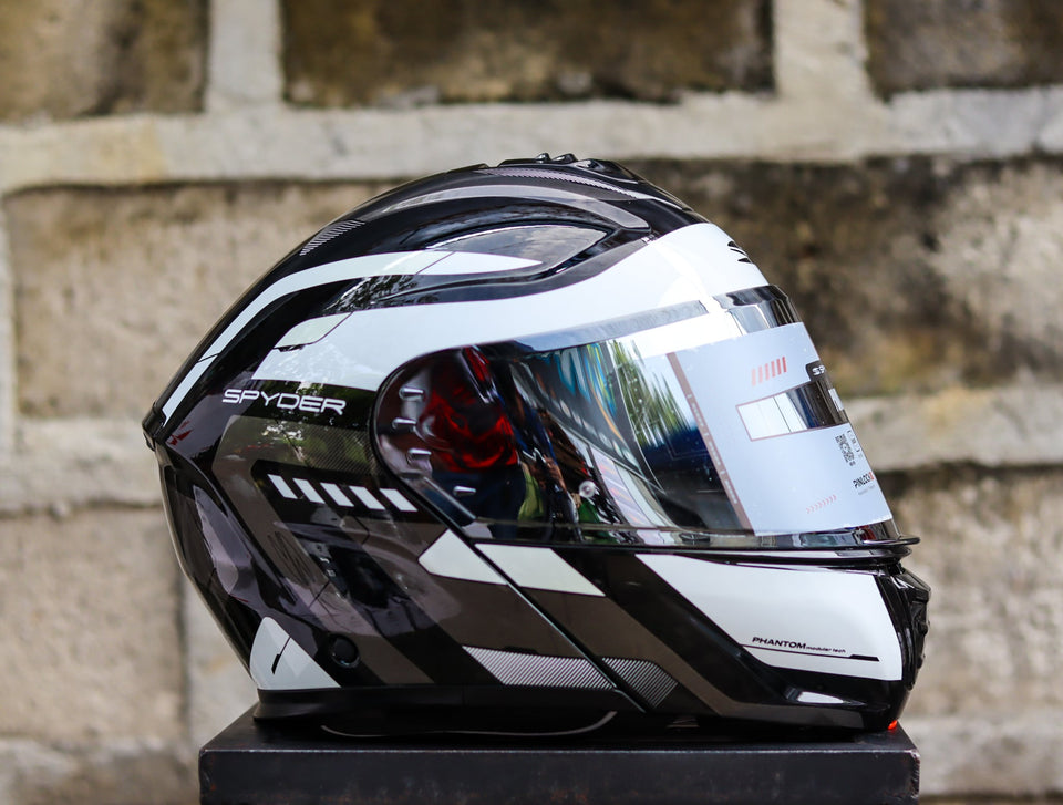 SPYDER PHANTOM GD 3111 SS BLACK WHITE MODULAR DUAL VISOR WITH FREE CLEAR LENS