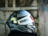 SEC 05928 SAGA FUSION SILVER BLACK WITH FREE CLEAR LENS(DUAL VISOR)