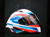 SEC 06655 REVIVE FURIA GLOSS WHITE/RED/BLUE MODULAR WITH FREE CLEAR LENS(DUAL VISOR)