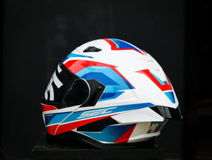 SEC 06655 REVIVE FURIA GLOSS WHITE/RED/BLUE MODULAR WITH FREE CLEAR LENS(DUAL VISOR)