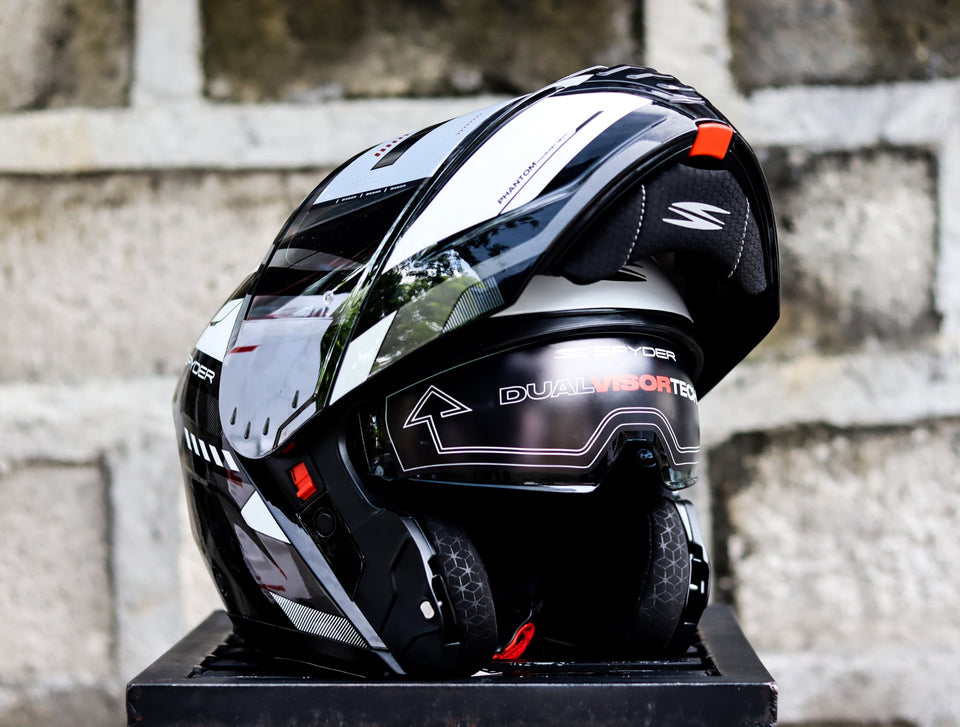 SPYDER PHANTOM GD 3111 SS BLACK WHITE MODULAR DUAL VISOR WITH FREE CLEAR LENS