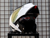 SEC 06251 REVIVE SOLID GLOSS WHITE BLACK MODULAR WITH FREE CLEAR LENS(DUAL VISOR)
