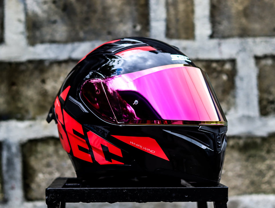 SEC 06042 WHIRLWIND V2 SOLID BLACK RED (DUAL VISOR)