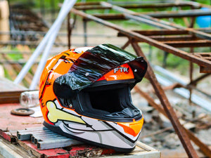 FTR XR 500 PRO MAXXIE GLOSS WHITE ORANGE WITH FREE CLEAR LENS