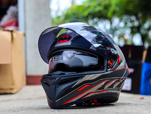 ZEBRA 611 MAX BATMAN MATTE BLACK RED (DUAL VISOR)