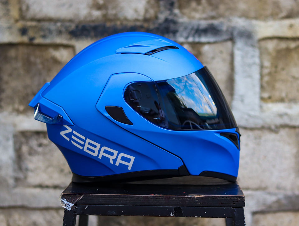 ZEBRA 805 PLUS MATTE BLUE MODULAR (DUAL VISOR) WITH FREE CLEAR LENS