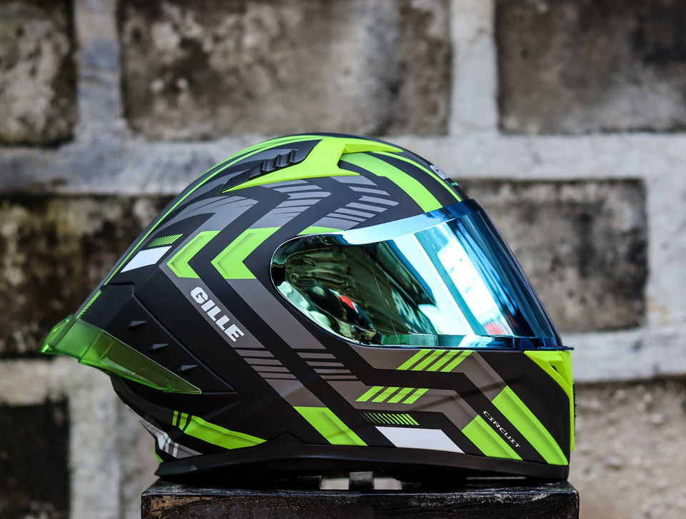 GILLE CIRCUIT MONACO MATTE BLACK GRAY GREEN DUAL VISOR WITH FREE CLEAR LENS