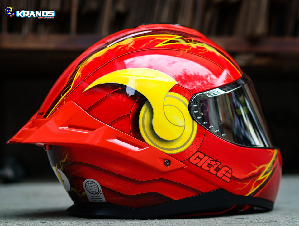 flash helmet hjc GILLE FALCON 883 THE FLASH RED GOLDEN (DUAL VISOR) – Kranos Gears