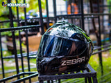 ZEBRA 391 GLOSS BLACK RATHE (DUAL VISOR)