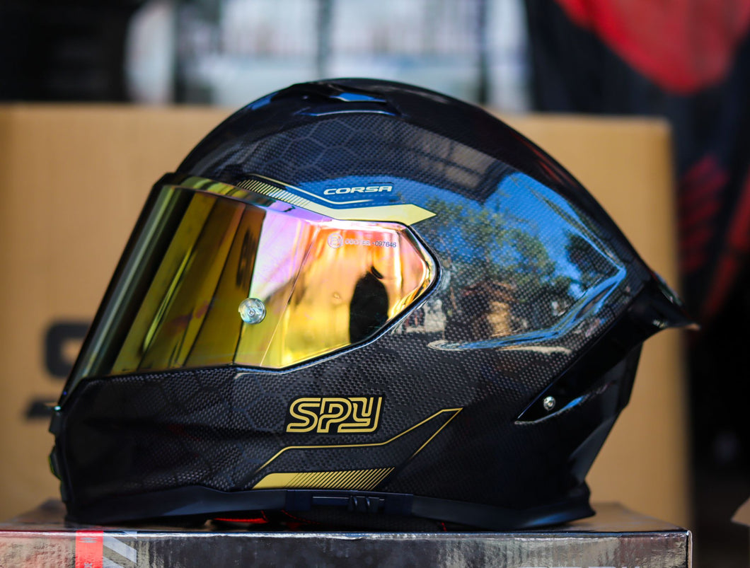 SPYDER CORSA CF 3G0-B GS BLACK GOLD SNAKE CARBON!! WITH FREE CLEAR LENS (DUAL VISOR)