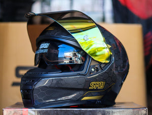 SPYDER CORSA CF 3G0-B GS BLACK GOLD SNAKE CARBON!! WITH FREE CLEAR LENS (DUAL VISOR)