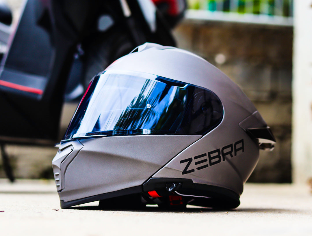 ZEBRA A113 RITZY MATTE GRAY MODULAR (DUAL VISOR) WITH FREE CLEAR LENS ...