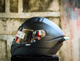 SEC 05922 SAGA PLAIN MATTE BLACK WITH FREE CLEAR LENS(DUAL VISOR)