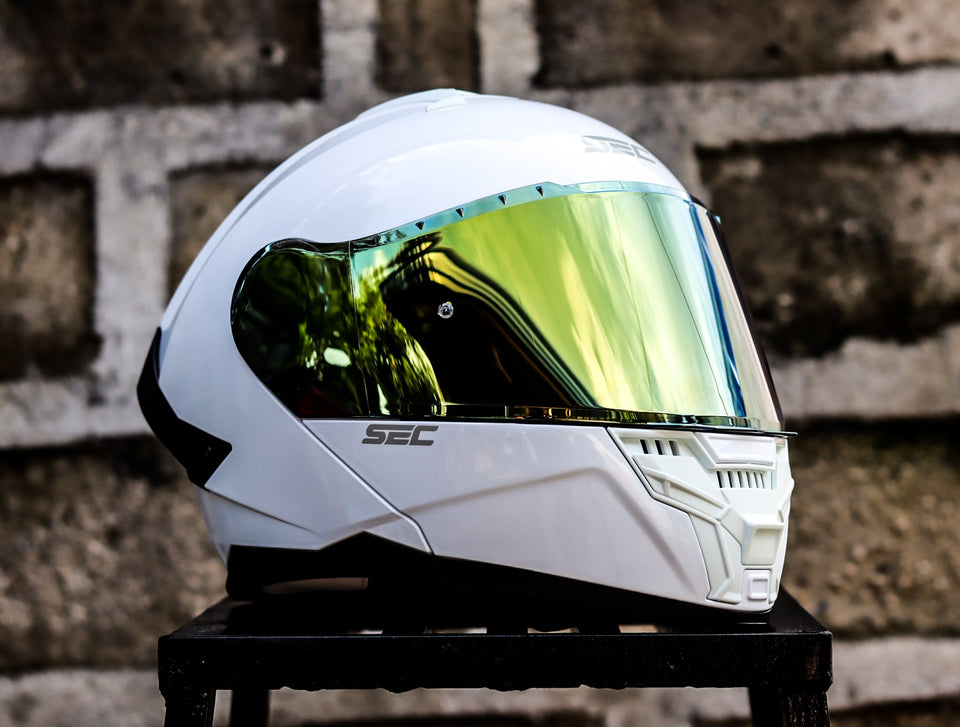 SEC  06332 UNIVERSE SOLID 2023 WHITE GRAY MODULAR WITH FREE CLEAR LENS(DUAL VISOR