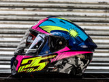 NHK GP PRIME AZLAN DARK BLUE  MET PINK GLOSSY DUAL VISOR