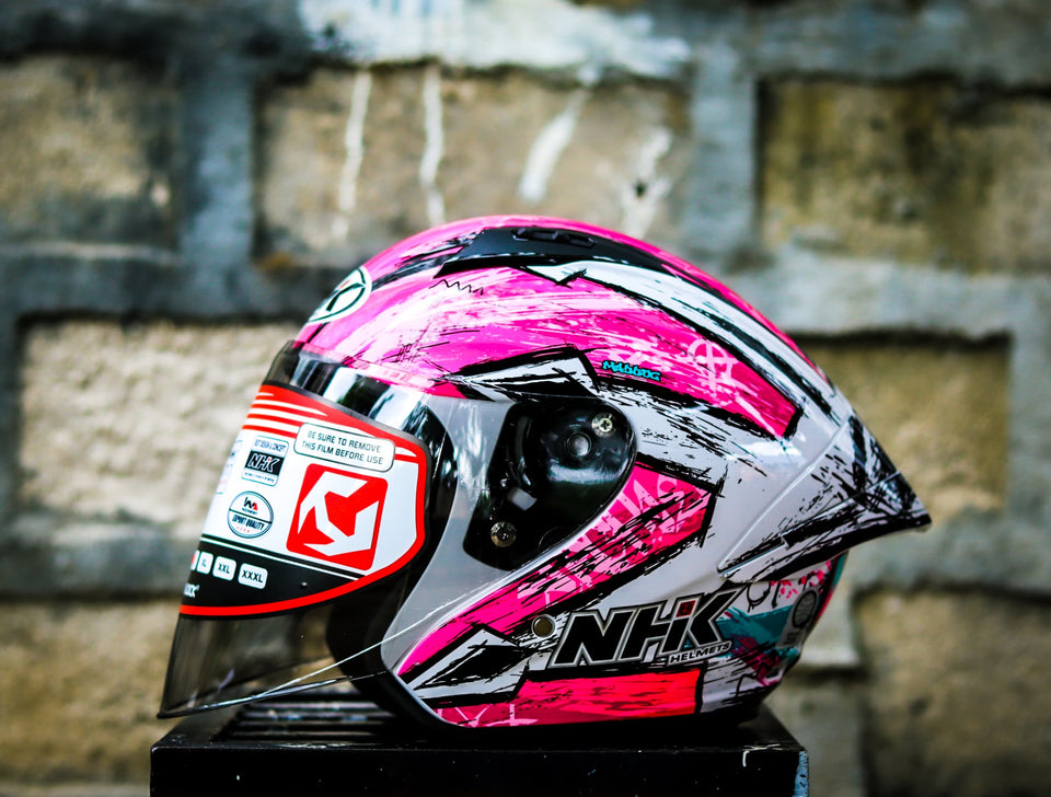NHK N1 MAX ARCHIE WHITE PINK TOSCA GLOSSY HALF FACE