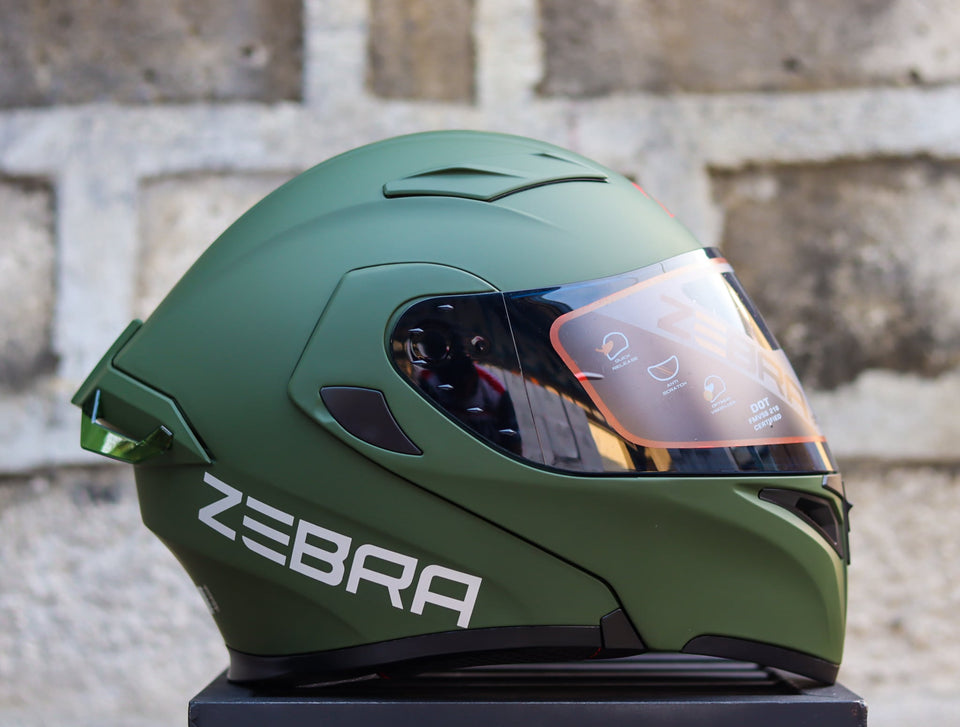 ZEBRA YM 627 MATTE ARMY GREEN MODULAR WITH FREE CLEAR LENS