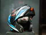 SEC 06654 REVIVE FURIA MATTE BLACK/WHITE/BLUE MODULAR WITH FREE CLEAR LENS(DUAL VISOR)