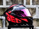 SEC WHIRLWIND V2 SOLID BLACK RED!!MODULAR WITH FREE CLEAR LENS (DUAL VISOR)