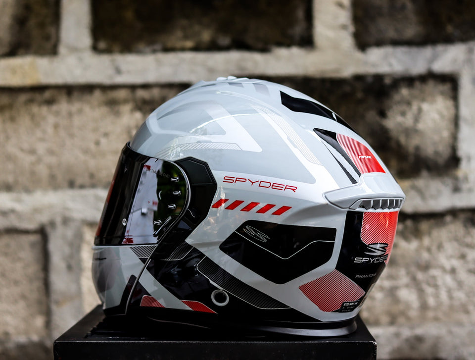 SPYDER PHANTOM GD 4511 SS BATT GRAY SILVER RED MODULAR DUAL VISOR WITH FREE CLEAR LENS