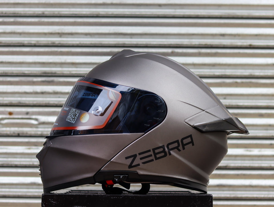 ZEBRA A113 RITZY MATTE GRAY (DUAL VISOR) WITH FREE CLEAR LENS
