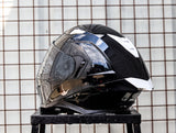 SEC 06252 REVIVE SOLID GLOSS BLACK WHITE MODULAR WITH FREE CLEAR LENS(DUAL VISOR)