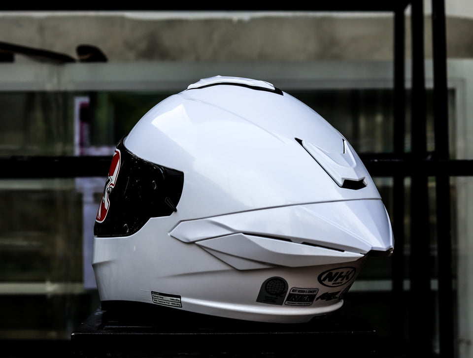 NHK K5R SOLID WHITE PEARL GLOSSY DUAL VISOR