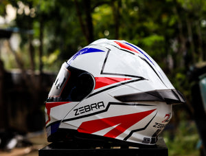 ZEBRA RITZY #1 EDGE WHITE RED MODULAR (DUAL VISOR) WITH FREE CLEAR LENS