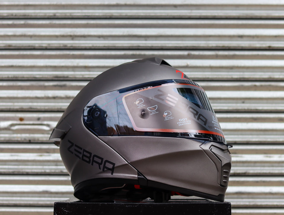 ZEBRA A113 RITZY MATTE GRAY (DUAL VISOR) WITH FREE CLEAR LENS