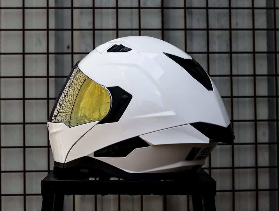 SEC 06251 REVIVE SOLID GLOSS WHITE BLACK MODULAR WITH FREE CLEAR LENS(DUAL VISOR)