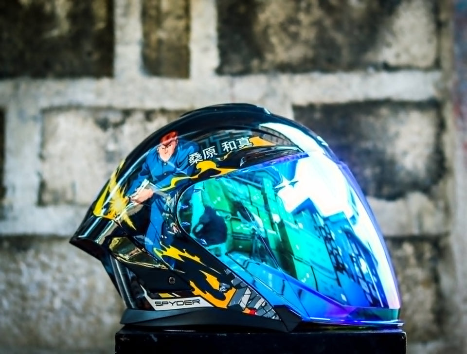 SPYDER BLADE GD 37B1 FB BLACK BLUE KUWABARA SB HALF FACE WITH FREE CLEAR LENS