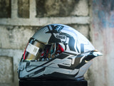 SEC 05928 SAGA FUSION SILVER BLACK WITH FREE CLEAR LENS(DUAL VISOR)