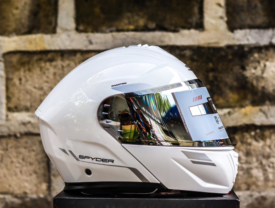 SPYDER PHANTOM PD 1501 SS ARTIC WHITE SILVER MODULAR DUAL VISOR WITH FREE CLEAR LENS