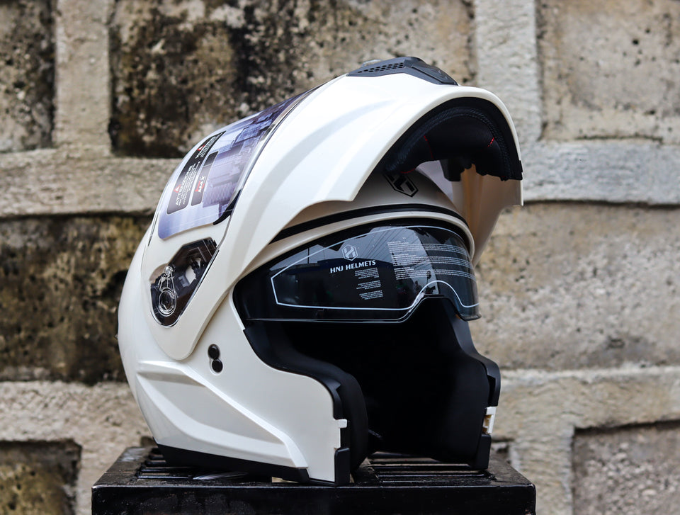 HNJ A119 GLOSS WHITE MODULAR DUAL VISOR