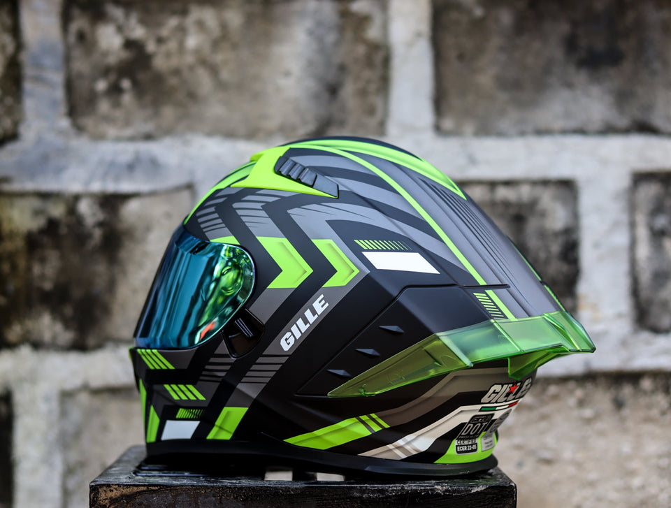 GILLE CIRCUIT MONACO MATTE BLACK GRAY GREEN DUAL VISOR WITH FREE CLEAR LENS