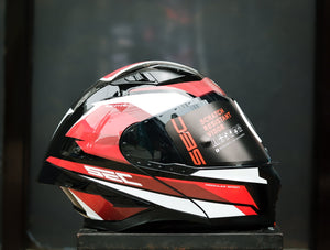 SEC 06656 REVIVE FURIA GLOSS WHITE/BLACK/RED MODULAR WITH FREE CLEAR LENS(DUAL VISOR)