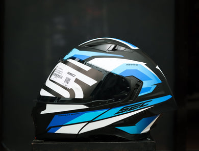 SEC 06654 REVIVE FURIA MATTE BLACK/WHITE/BLUE MODULAR WITH FREE CLEAR LENS(DUAL VISOR)