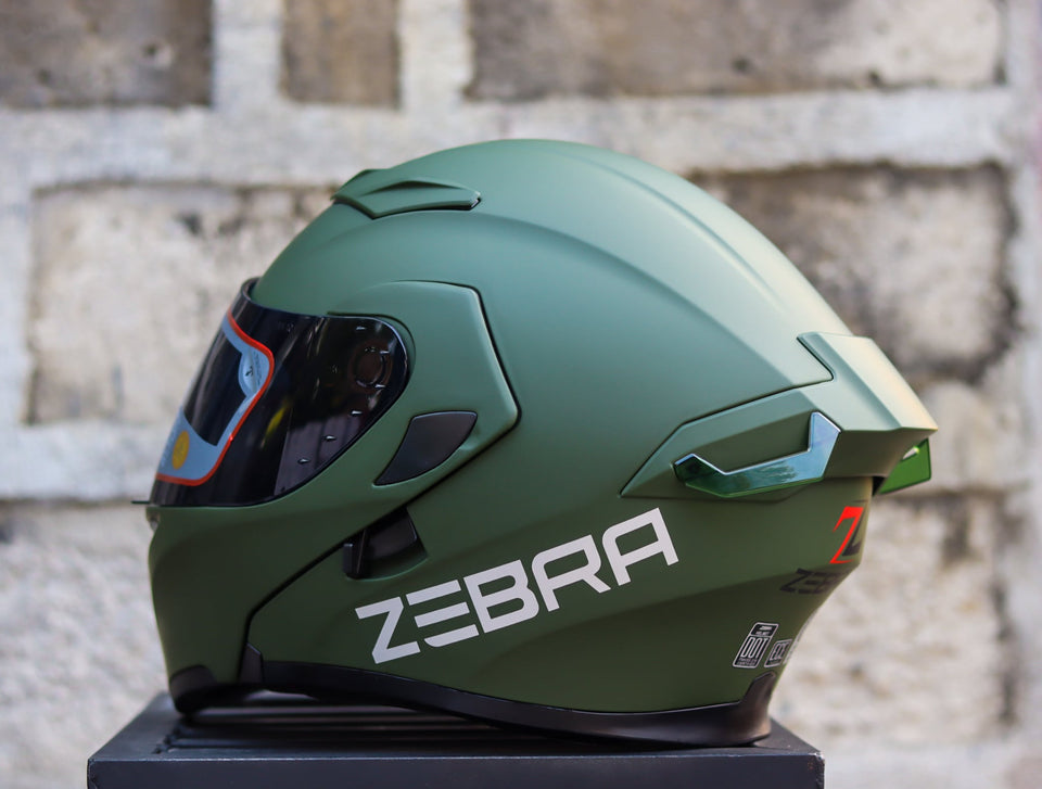 ZEBRA YM 627 MATTE ARMY GREEN MODULAR WITH FREE CLEAR LENS