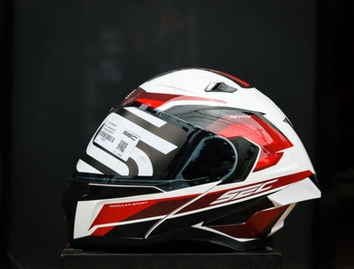 SEC 06653 REVIVE FURIA GLOSS BLACK/WHITE/RED MODULAR WITH FREE CLEAR LENS(DUAL VISOR)