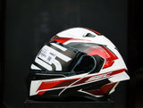 SEC 06653 REVIVE FURIA GLOSS BLACK/WHITE/RED MODULAR WITH FREE CLEAR LENS(DUAL VISOR)